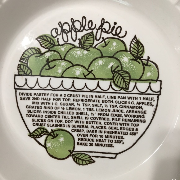 Vintage Apple Pie Recipe Pie Plate bakeware - Picture 2 of 16